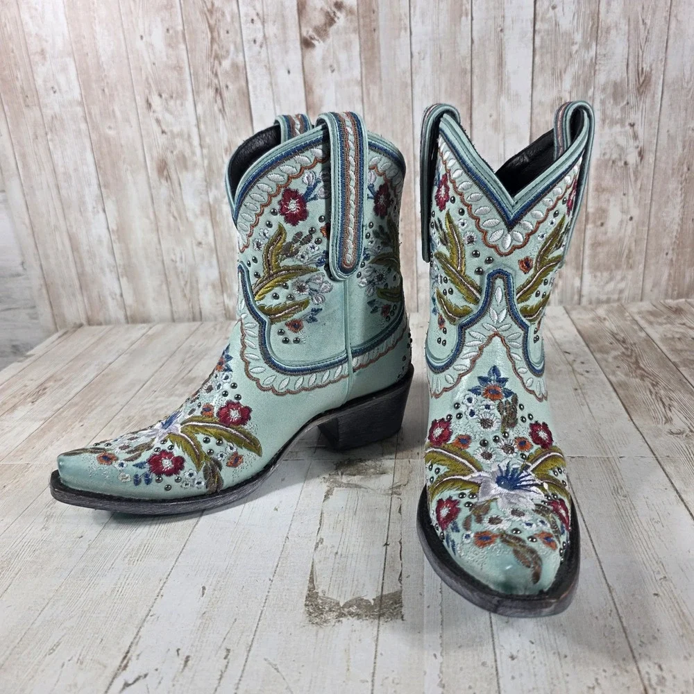 Lane Boots Robin Turquoise Floral Embroidered Studded Western Boots LB0456 5.5 - Picture 6 of 8